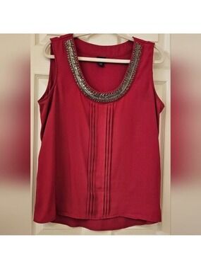 Covington Dark Pink Sleeveless Embellished Blouse